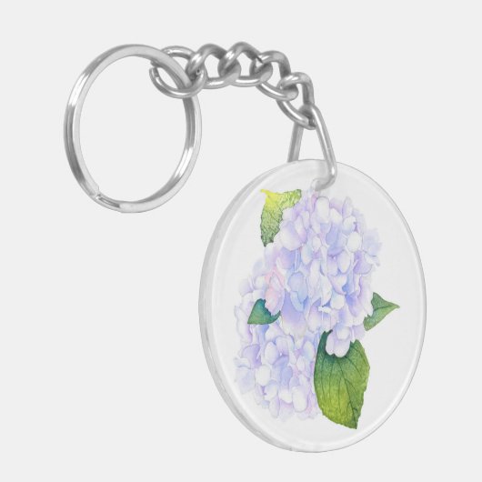 Waterverf Hydrangeas Sleutelhanger (Voorkant Links)
