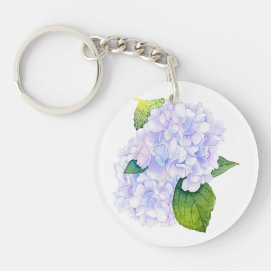 Waterverf Hydrangeas Sleutelhanger (Voorkant)