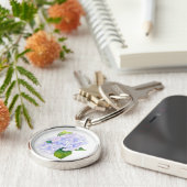 Waterverf Hydrangeas Sleutelhanger (Zijkant)