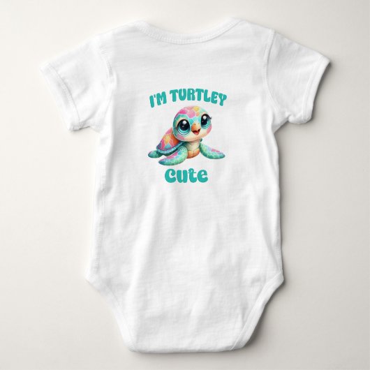 Waterverf I Am Turtley Cute Turtle Pastel Romper (Achterkant)