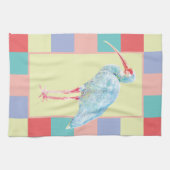 Waterverf Ibis Bird Checkerboard ontwerp Theedoek (Horizontaal)
