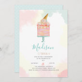 Waterverf Ice Cream Cake Birthday Party Kaart (Voorkant / Achterkant)