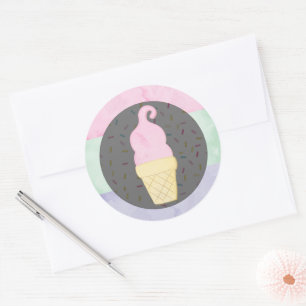 Waterverf Ice Cream Cone Sprinkles Envelope Seal Ronde Sticker