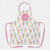 Waterverf Ice Cream Cones Monogram Schort (Voorkant)