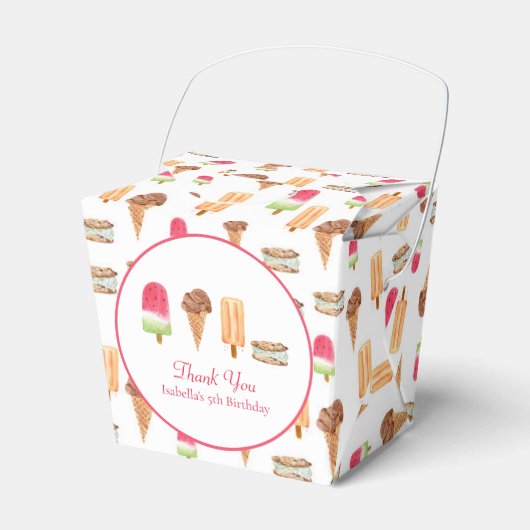 Waterverf Ice Cream & Popsicles Verjaardag Bedankt Bedankdoosjes (Voorkant Zijde)