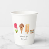 Waterverf Ice Cream & Popsicles Verjaardagsfeest Papieren Bekers (Voorkant)