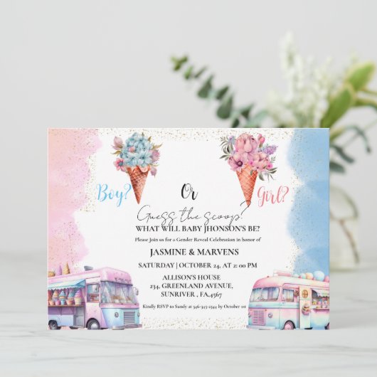 Waterverf Ice Cream Raad het geslacht onthullen Kaart (Staand voorkant)