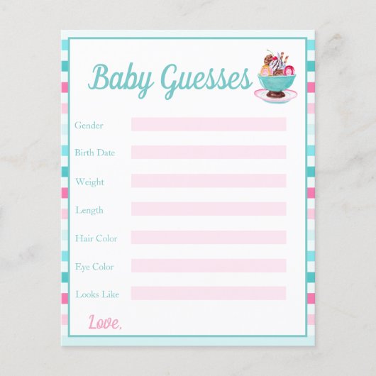 Waterverf Ice Cream Sundae Baby gist Flyer (Voorkant)