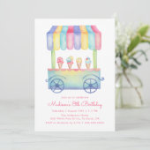 Waterverf Ice Cream Truck Birthday Party Kaart (Staand voorkant)