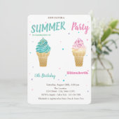 Waterverf Ice crème Stars Birthday Kaart (Staand voorkant)