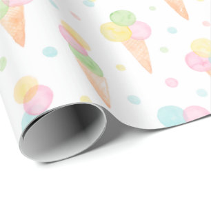 Waterverf Icecream kegels in pastelkleuren Cadeaupapier