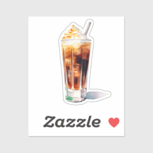 Waterverf Iced Coffee met Cream Cocktail Drink Sticker