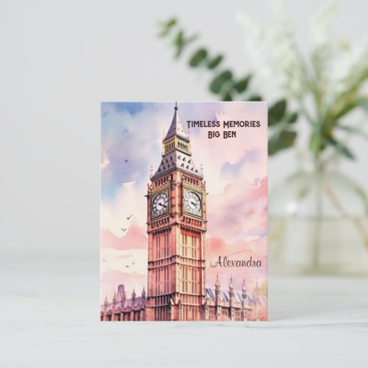 Waterverf Iconische Landmark City Londen Big Ben Briefkaart (Staand voorkant)