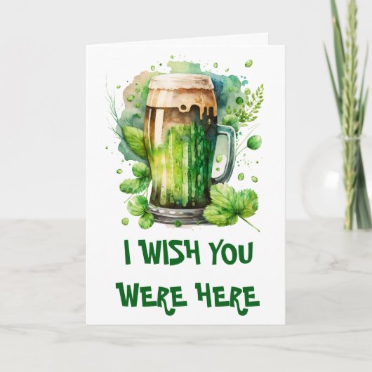 Waterverf Iers Groen Bier St Patricks Day Kaart (Voorkant)