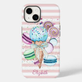 Waterverf ijscrème, macroonen, roze strips Case-Mate iPhone case (Achterkant)