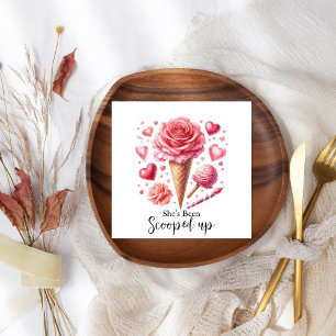 Waterverf Ijsje Bruidsdouche met Schepje Servet