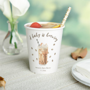 Waterverf IJskoude Koffie Brouwende Baby Shower Papieren Bekers