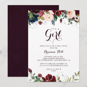 Waterverf Illustrated Het is een meisje Baby showe Kaart