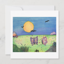 Waterverf illustratie Butterflies Love Couple Kaart