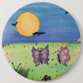 Waterverf illustratie Butterflies Love Couple Ronde Button 6,0 Cm