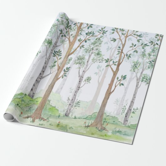 Waterverf illustratie — Fairy forest. Kinderen Cadeaupapier (Uitgerold)