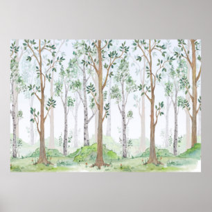 Waterverf illustratie — Fairy forest. Kinderen Poster