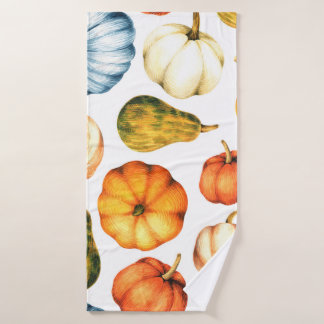 Waterverf illustratie met pompoenen. Naadloze pa Badhanddoek