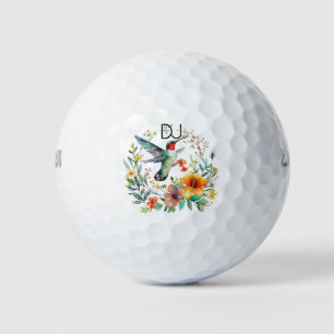 Waterverf Illustratie Monogram Kolibrie Golfballen