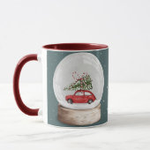 waterverf illustratie van een kerst sneeuw wereldb mok (Links)