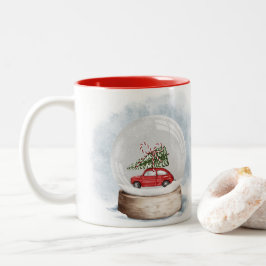 waterverf illustratie van een kerst sneeuw wereldb tweekleurige koffiemok