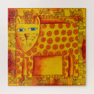 Waterverf Illustratie van Gekleurde Luipaardkat Legpuzzel