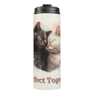 Waterverf illustratie van Two Cats Nuzzling Thermosbeker