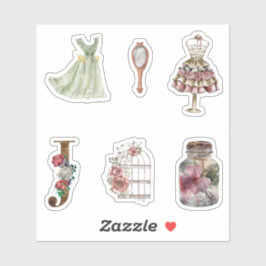 Waterverf illustraties mode jurk Scrapbook Sticker