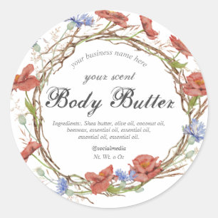 waterverf in het wild levende bloemen met lijm ronde sticker