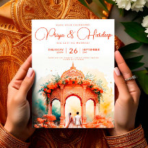 Waterverf Indiase bruiloft Sjabloon, Mandap Sikh