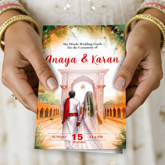 Waterverf Indiase huwelijksprogramma Hindoe Ceremo