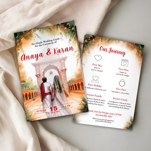 Waterverf Indiase huwelijksprogramma Hindoe Ceremo