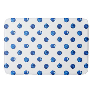 Waterverf indigo blue poka - puntpatroon badmat