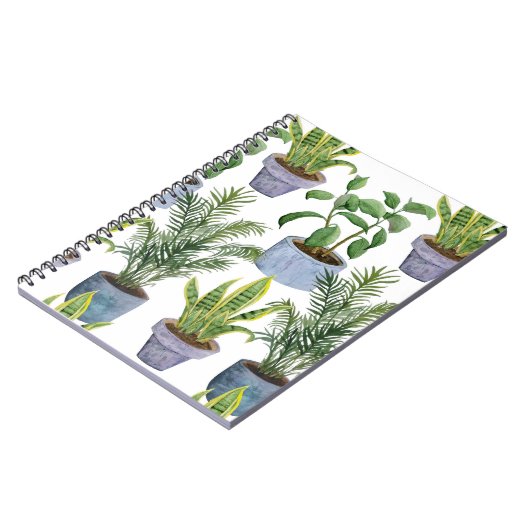 Waterverf Indoor Houseplants: weelderig groen Eleg Notitieboek (Linkerzijde)