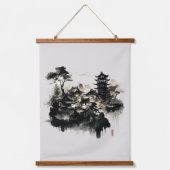 Waterverf Ink Japans dorp Aziatisch Hangend Wandkleed (Voorkant 2)
