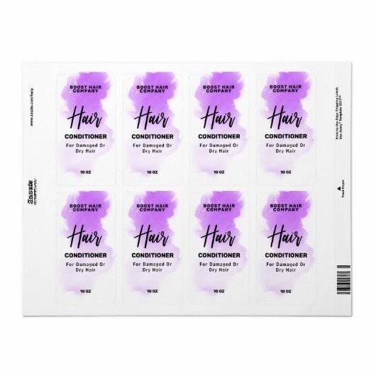 Waterverf Ink Paars Conditioner Labels (Full Sheet)