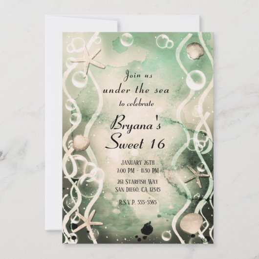 Waterverf Inkt plashlijfolie onder het Zee 16 Kaart (Voorkant)