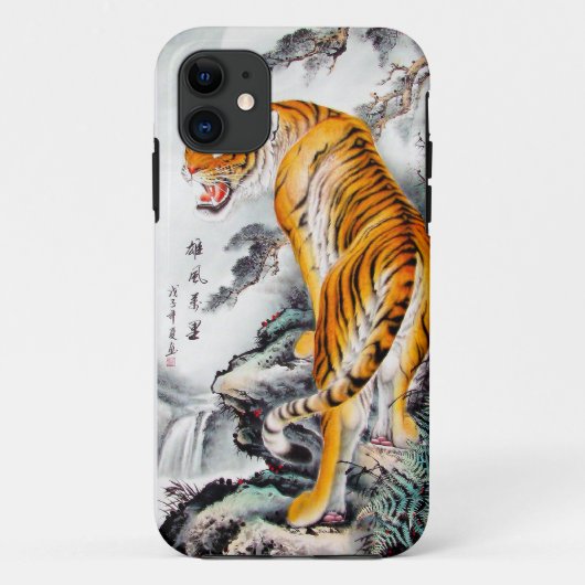 Waterverf inktvis van tijger met roestoosterse chi Case-Mate iPhone case (Achterkant)