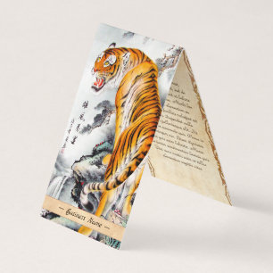 Waterverf inktvis van tijger met roestoosterse chi visitekaartjes