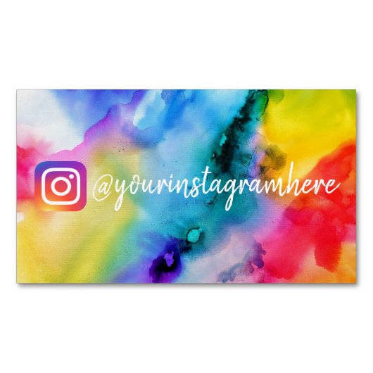 Waterverf instagram magnetisch visitekaartje (Voorkant)