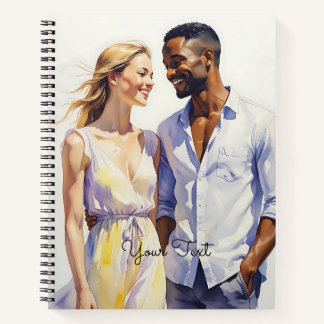 Waterverf interraciale paar kunst zomerportret notitieboek