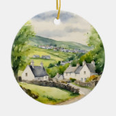 Waterverf Ireland Village Keramisch Ornament (Voorkant)
