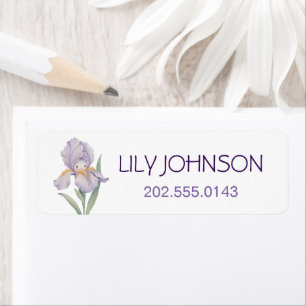 Waterverf Iris Bloemen Kinderen Aangepaste Naamlab Etiket
