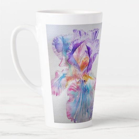 Waterverf Iris Bloemschilderkunst Koffie Latte Mok (Links)