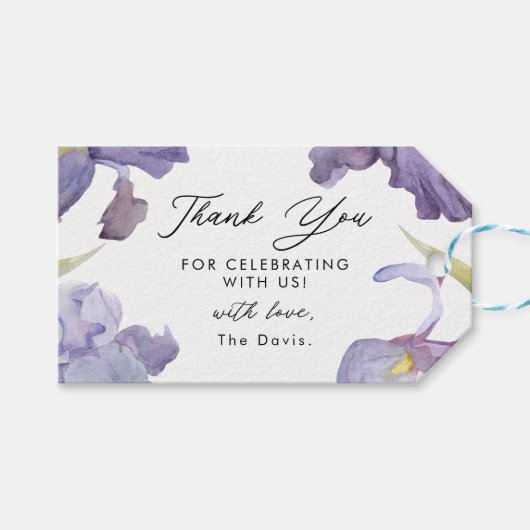 Waterverf Iris Floral Garden Spring Hartelijk dank Cadeaulabel (Voorkant (Horizontaal))